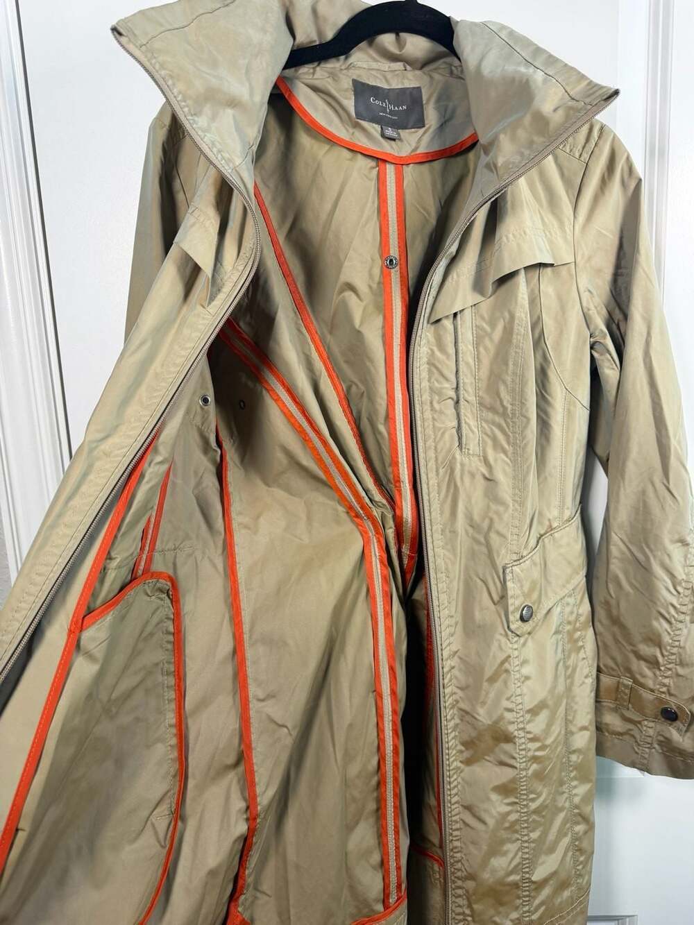 Trench Coat Cole Haan Jacket Womens Large - Picture 6 of 9